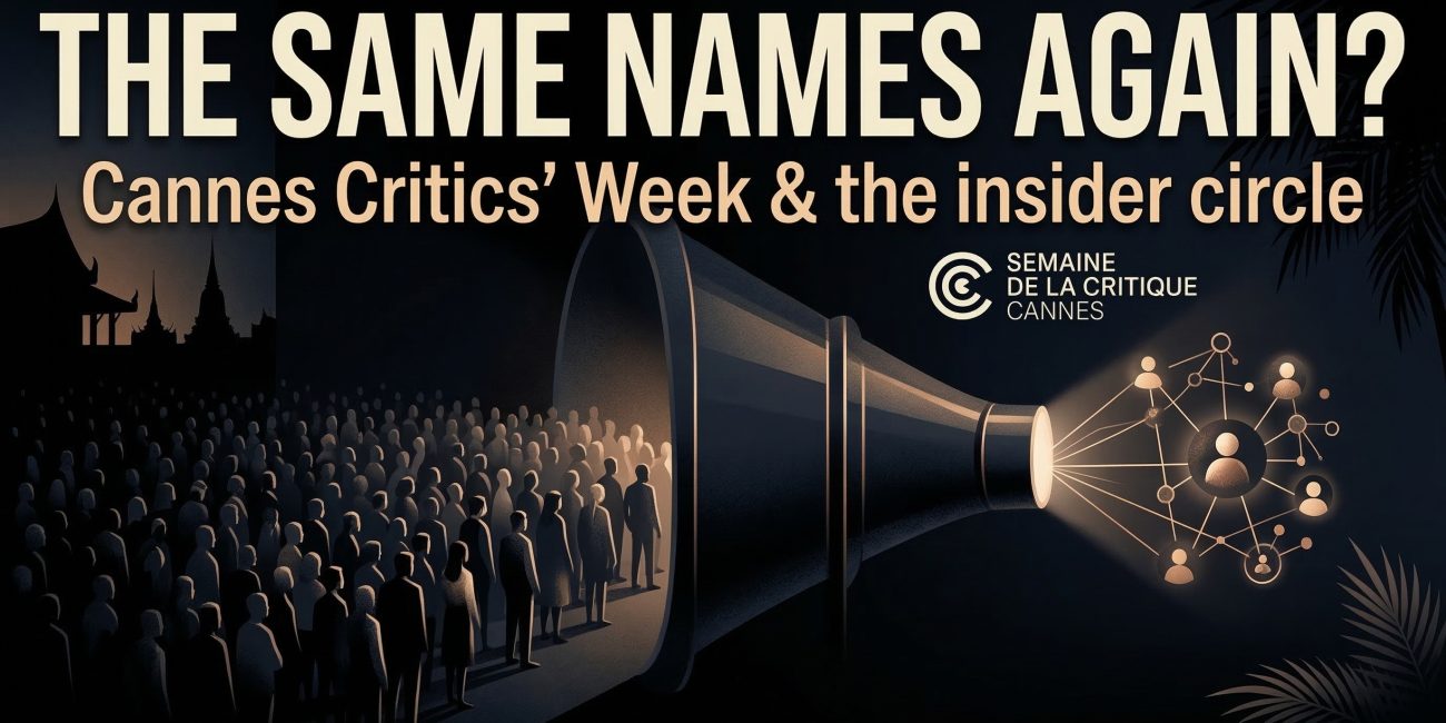 Cannes Critics’ Week insider circle illustration showing a closed network of industry connections in the film festival ecosystem