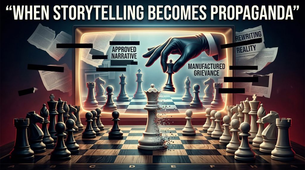 Chess illustration symbolizing propaganda and ideological narrative in The Queen’s Gambit storytelling debate